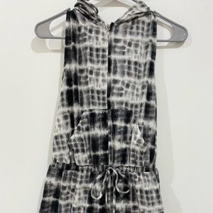 Tie dye romper (black, gray, and white)